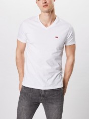 Tricou barbati din bumbac cu decolteu in V, Alb (Marime: S) foto
