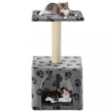 VidaXL Ansamblu pisici, st&acirc;lp funie sisal, gri, 55 cm, imprimeu lăbuțe