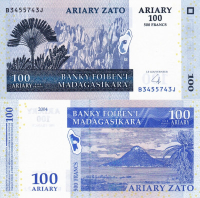 MADAGASCAR 100 ariary (500 francs) 2004 UNC!!! foto