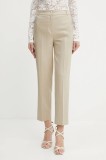 Morgan pantaloni PLUX.F culoarea bej, drept, high waist, PLUX.F