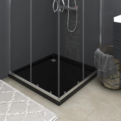 vidaXL Cădiță de duș pătrată din ABS, negru, 90x90 cm foto