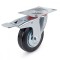 Roata carucior, pivotanta, diametru 100 mm, din cauciuc, cu rulment si frana, placa 100x80 mm, 70 kg