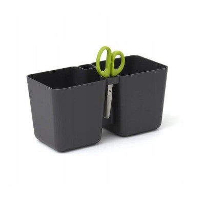 Ghiveci decorativ de flori, dublu, antracit, 2.5 L, 24.4x11x12 cm, Twins Cube foto