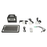 Kit iluminat solar portabil LED cu 3 becuri, proiector si radio FM 4500 mAh