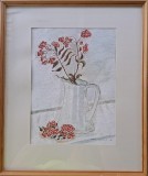 Cumpara ieftin Greta Lundholm-Cană cu crenguţe de scoruş de munte, acuarelă (1978)