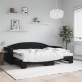 Cumpara ieftin Pat de zi cu extensie și saltea, negru, 80x200 cm, catifea