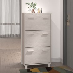vidaXL Pantofar &bdquo;HAMAR&rdquo;, alb, 59,5x35x117 cm, lemn masiv pin