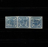 1864 - Principatele Unite, 30 parale, tipar de mașină, triptic perechi &icirc;ntoarse la 90 grade, neștampilate, fără guma