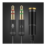 Cablu jack 3,5 mm Mama la Dual Tata Casti Mic Audio Splitter-Culoare Negru