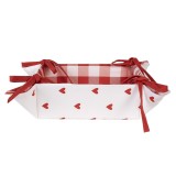 Cos paine bumbac alb rosu Inimioare 35x35x8 cm