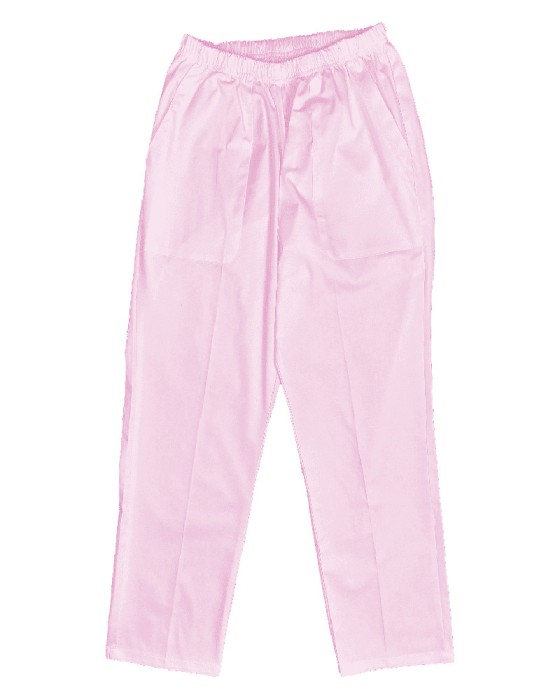 Pantaloni Medicali cu Elastic Pe Stil, Roz cu Elastan - 4XL, talia-2-96cm