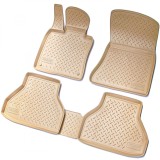 Set de 4 covorase bej cauciuc 3D stil tavita premium pentru BMW X5 E70 2006-2013, Recambo