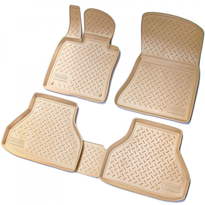 Set de 4 covorase bej cauciuc 3D stil tavita premium pentru BMW X5 E70 2006-2013