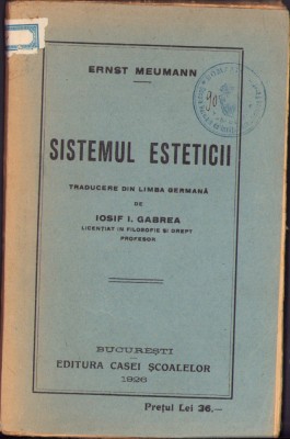 HST C1574 Sistemul esteticii 1926 Meumann foto