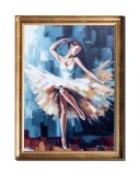 Cumpara ieftin Tablou cu turcoaz pictat manual inramat, Balerina, 80x60cm ulei pe panza, Mircea Iordache