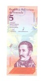 Bancnota Venezuela 5 bolivares 15 ianuarie 2018, aUNC