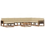 vidaXL Set de canapele de exterior cu pernă 9 pcs Natural și Bej 3381633