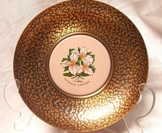 BOL FARFURIE CUPRU FANTASY COPPERWARE CANADA DECOR TIP BOTANICA TRILLIUM 15.5 CM foto