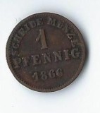 Moneda 1 pfennig 1866 - Hessen Darmstadt, Germania
