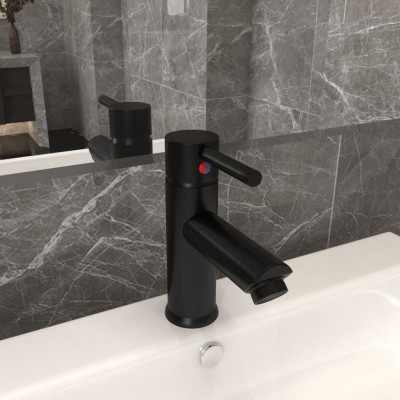 vidaXL Robinet chiuvetă de baie, negru, 130x176 mm foto