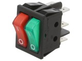 Comutator ROCKER SPST 16A 250VAC Verde-Roșu CANAL ELECTRONIC x2 ON-OFF