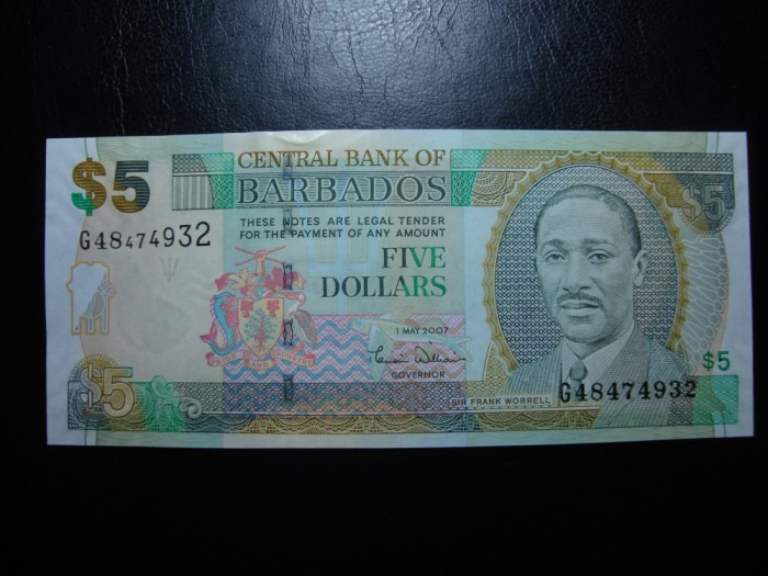 BARBADOS 5 DOLARI 2007 UNC