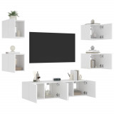Unitati de perete TV cu LED-uri, 6 piese, alb, lemn prelucrat GartenMobel Dekor, vidaXL