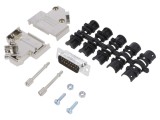 Conector D-Sub 15 pini tată, 45&deg; - Amphenol, set complet, lipire