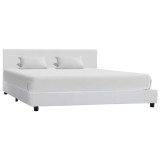 Cumpara ieftin Cadru de pat, alb, 160x200 cm, piele ecologica