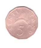 Moneda Tanzania 5 senti 1966, stare relativ buna, curata