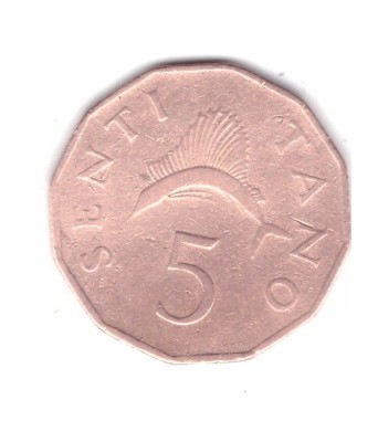 Moneda Tanzania 5 senti 1966, stare relativ buna, curata foto