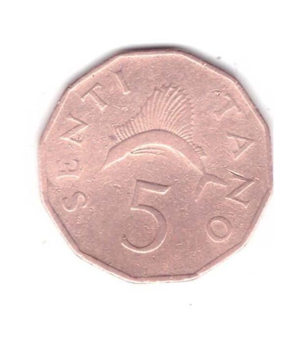 Moneda Tanzania 5 senti 1966, stare relativ buna, curata