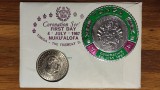 Tonga - moneda exotica aniversara - 50 seniti 1967 - incoronarea lui Taufa'ahau Tupou IV - in pachet original sigilat in prima zi de emisie - rar !