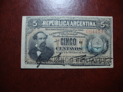 ARGENTINA 5 CENTAVOS 1883 foto