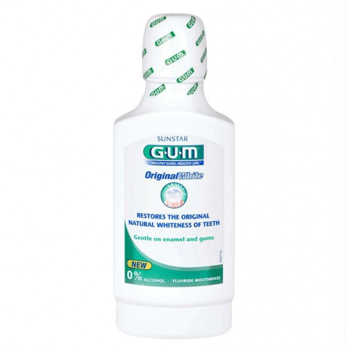 Apa de Gura pentru Adulti, GUM, Original White, pentru Albirea Dintilor, 300ml