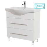 Cumpara ieftin Baza cu lavoar ceramic GN1871, mobilier baie 80 cm, front MDF, 1 sertar, 1 usa, glisiere soft close, picioare cromate reglabile, alb