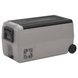 vidaXL Ladă frigorifică cu roată și m&acirc;ner 50 L, negru și gri, PP &amp; PE