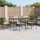 vidaXL Set mobilier de grădină cu perne, 7 piese, negru, poliratan