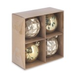 Set 4 globuri brad Craciun polistiren auriu verde &Oslash; 8 cm