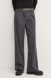 Abercrombie &amp; Fitch pantaloni femei, culoarea gri, drept, high waist, KI156-4417