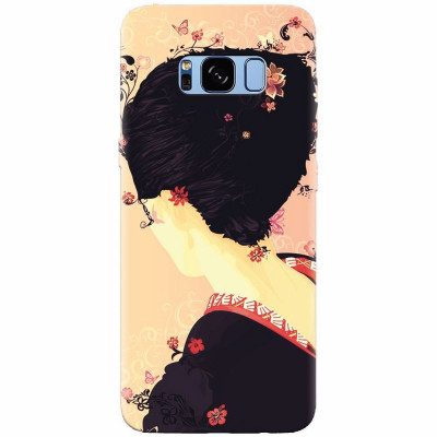 Husa silicon pentru Samsung S8, Japanese Geisha Illustration Cherry Blossom foto