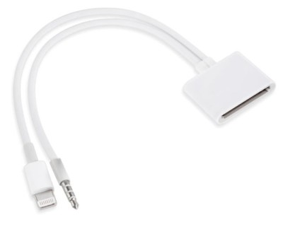 Cablu adaptor compatibil Iphone tip Lightning 8 pini si Audio Jack 3.5mm tata la 30 pini mama, pentru Iphone 5/6/7/s/c/plus, Ipad, Ipod, pentru iOS 8 foto