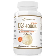 Progress Labs VITAMINA D3 4000IU 100?g SENIOR Softgel capsule 120 buca?i foto