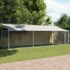 Cușcă c&acirc;ini cu acoperiș și uși, gri, 6x2x2 m, oțel galvanizat