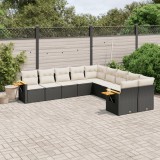 Cumpara ieftin Set canapele de grădină cu perne, 10 piese, negru, poliratan
