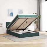 VidaXL Cadru de pat otoman cu saltea verde &icirc;nchis 140x200cm catifea 3312629
