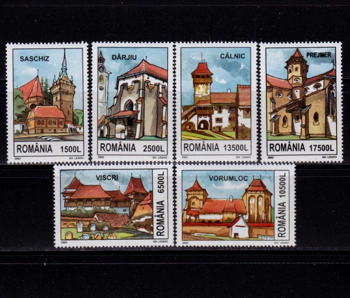 ✅RO 2002 ,LP 1582 ,&quot; Cetati sasesti-Transilvania&quot; , serie, MNH