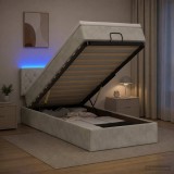 Cumpara ieftin Pat Ottoman cu Saltea si LED Gri deschis 80 x 200 cm Catifea