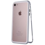 Husa metalica Apple iPhone 7 Total Protect GloMax Argintiu spate sticla folie