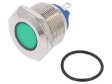 Lampă LED Verde 12V &Oslash;22mm Alamă